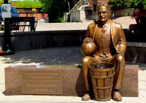 A statue of James Naismith in Almonte, Onatrio