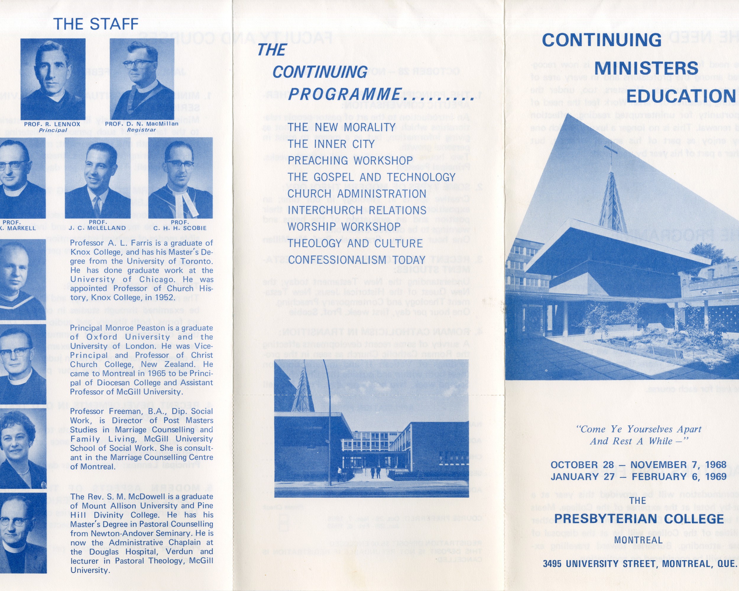 Continuing education for ministers 1969