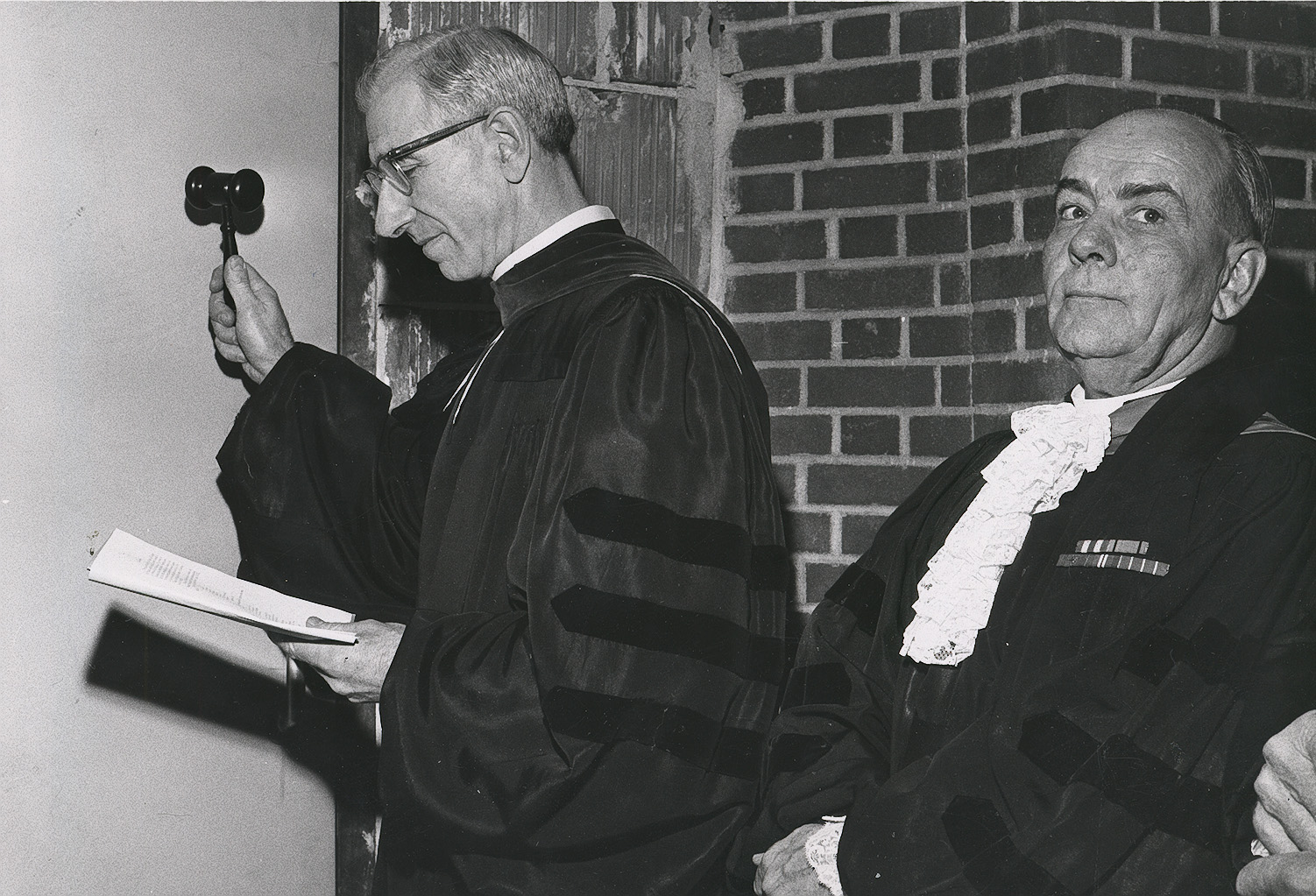 Presbyterian Chapel dedication. Principal Lennox (left) and Dr. Ross K. Cameron (right)