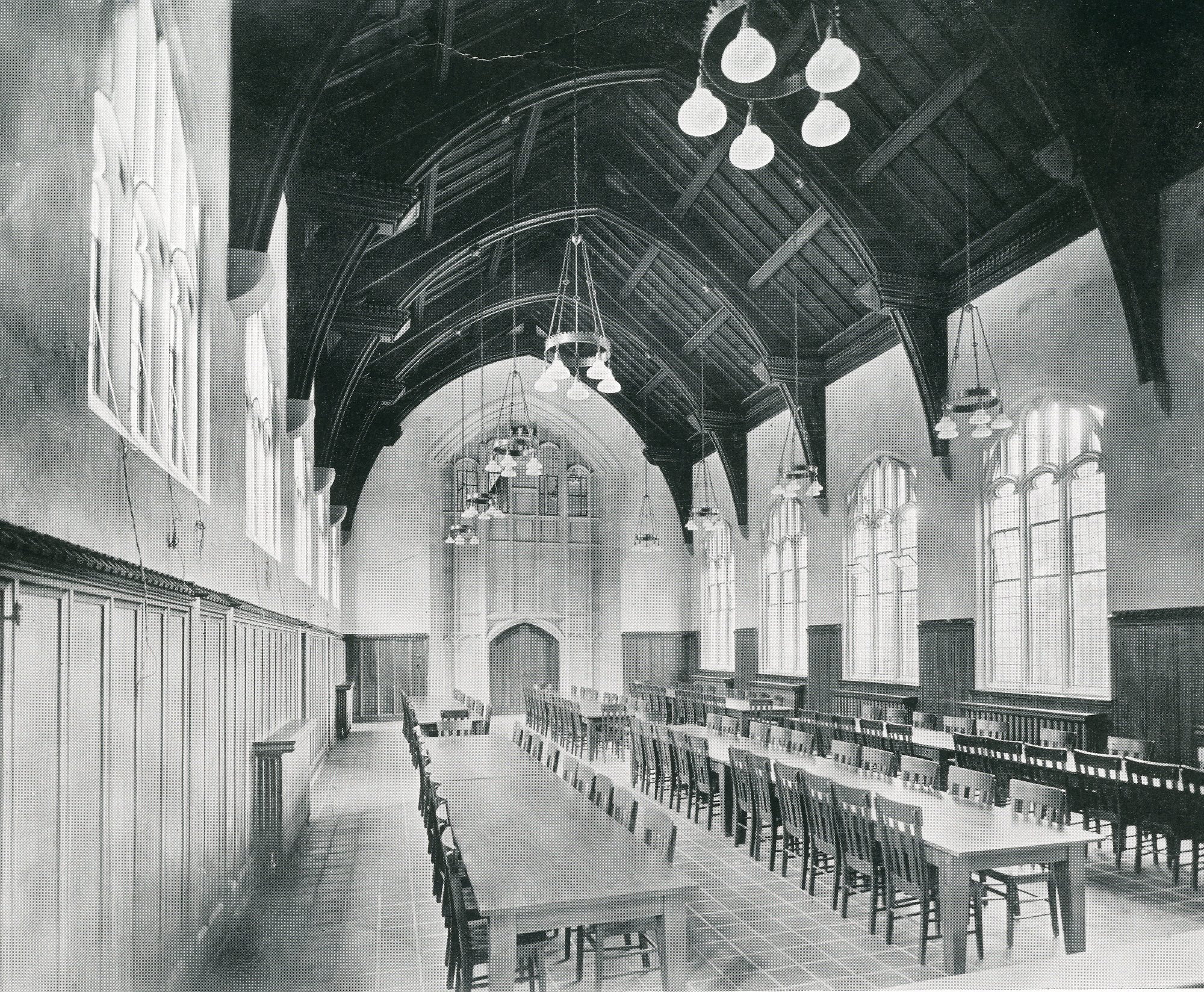 The dining hall just recently constructed at the time this photo was taken