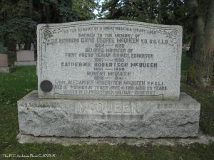 McQueen’s gravestone in the City of Edmonton Memorial Cemetery.
